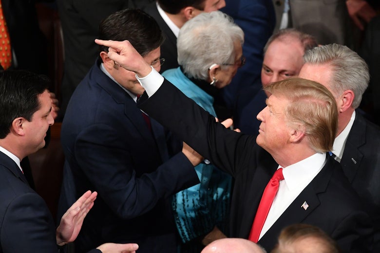 US President Donald Trump arrives for the State of the Union address at the US Capitol in Washington, DC, on February 5, 2019. (Photo by MANDEL NGAN / AFP) (Photo credit should read MANDEL NGAN/AFP/Getty Images)